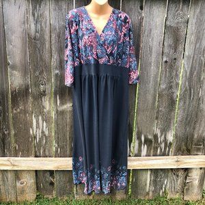 Taillissime La Redoute Maxi Dress Surplice Neckline Floral Gray Women's Size L